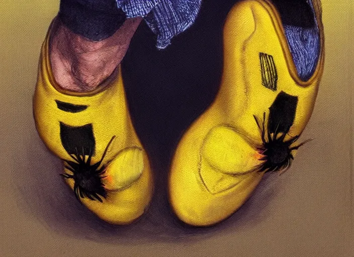 Image similar to foot, bumblebee, hat, trippy, weird, artstation, realistic