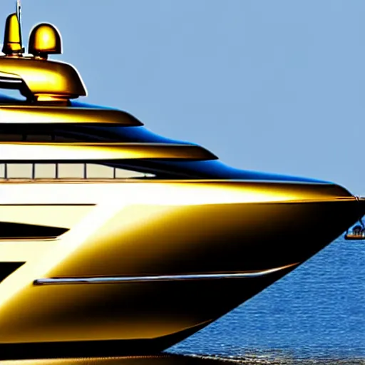 Image similar to wrinkled hunchbacked old butler polishing the side of a gold plated mega yacht