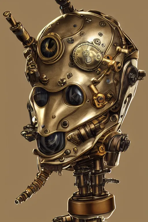 Image similar to steampunk helmet fantasy art mask robot ninja stylized digital illustration sharp focus, elegant intricate digital painting artstation concept art global illumination ray tracing advanced technology chaykin howard and campionpascale and cooke darwyn and davis jack