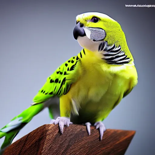 Image similar to a budgerigar - cat - hybrid, animal photography