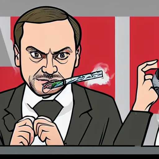 Prompt: Andrzej Duda smoking a joint with Snoop Dogg in the swimming pool,Cartoon style