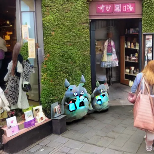 Prompt: totoro shopping in hampstead