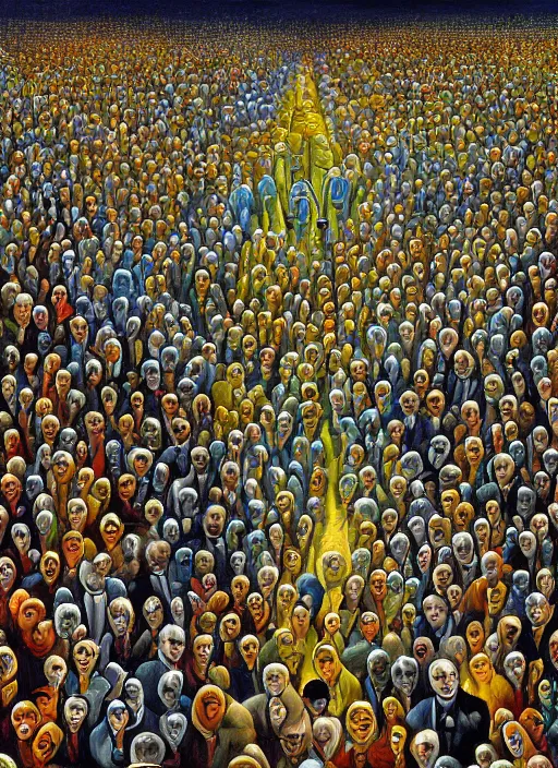 Image similar to a digital painting of a crowd of people, oil painting by salvador dali, surrealistic, detailed