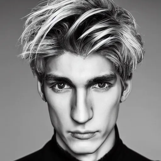 Image similar to a closeup shot of handsome xqc, gigachad, strong jawline, photorealism, 8k