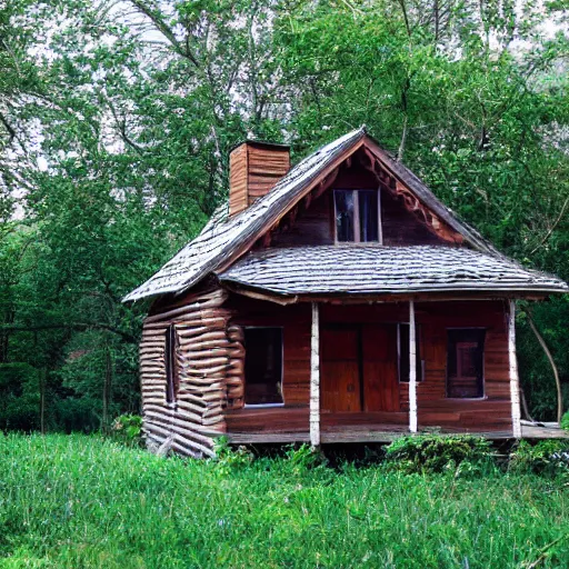 Prompt: wooden house