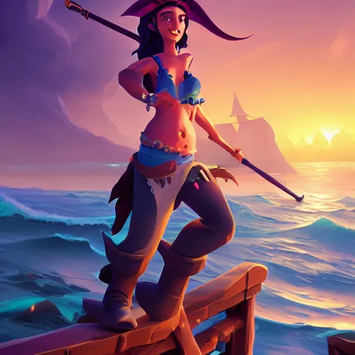 Image similar to jack the pirate mermaid on sea of thieves game avatar hero, behance hd by jesper ejsing, by rhads, makoto shinkai and lois van baarle, ilya kuvshinov, rossdraws global illumination