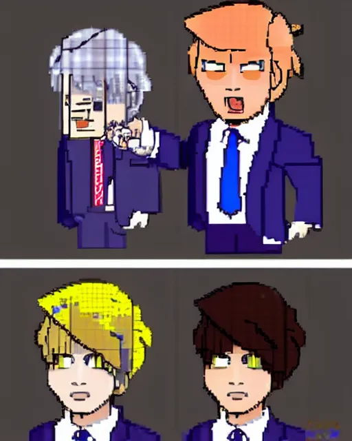 Image similar to dating sim sprite of donald trump, otome, bishounen, anime,