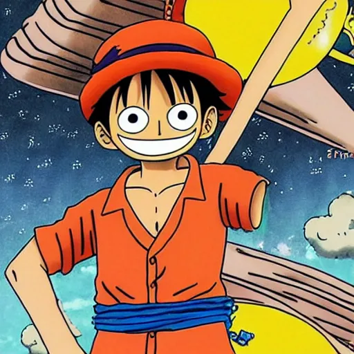 Prompt: luffy Moon landing by Eiichiro Oda