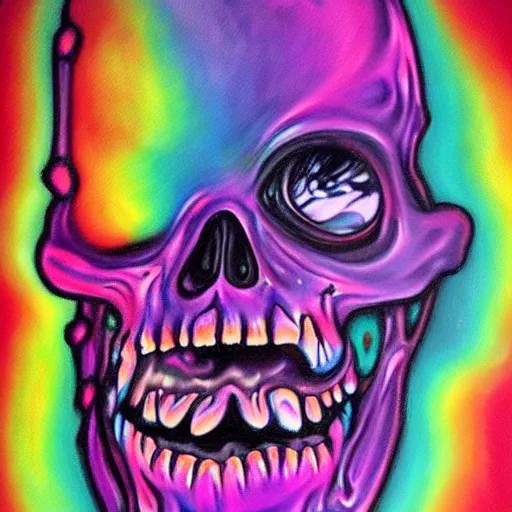 Image similar to melting rainbow chromatic zombie glossy paint full colors