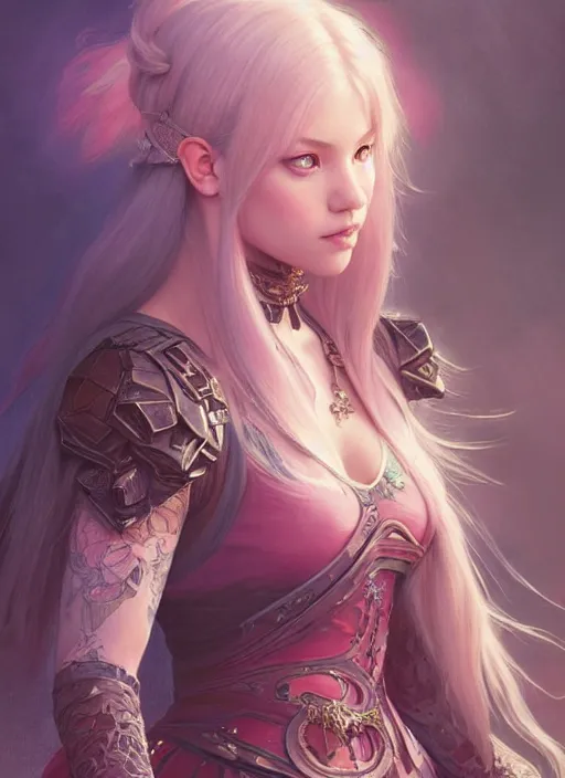 Image similar to jossi of blackpink, deep focus, d & d, fantasy, intricate, elegant, highly detailed, digital painting, artstation, concept art, matte, sharp focus, illustration, hearthstone, art by artgerm and greg rutkowski and alphonse mucha