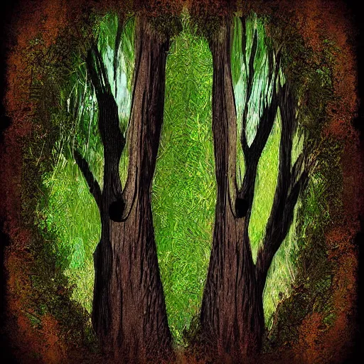 Image similar to digital art of mother earth kissing trees