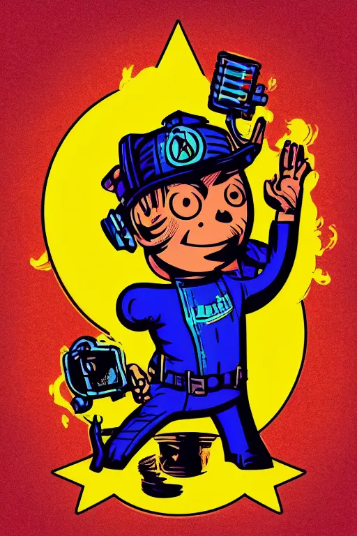 Image similar to fallout 7 6 retro futurist illustration art by butcher billy, sticker, colorful, illustration, highly detailed, simple, smooth and clean vector curves, no jagged lines, vector art, smooth andy warhol style