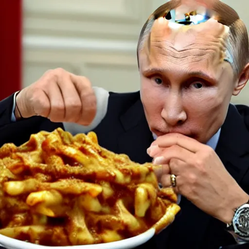 Image similar to Vladamir Putin eating some poutine