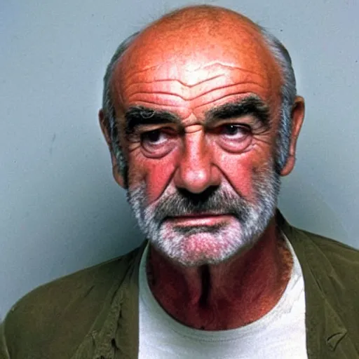 Prompt: a mugshot of sean connery from the year 2 0 1 4