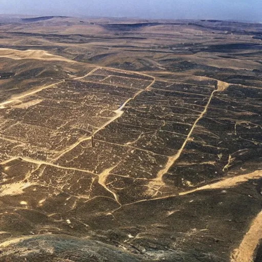 Prompt: bronze age empire, view from above, pyramids and ancient agriculture landscape