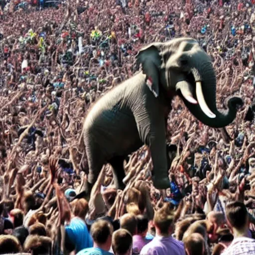 Image similar to an elephant crowd surfing