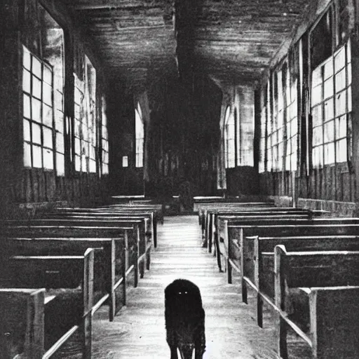 Image similar to picture of a complex!!! cronenbergian disgusting and montruous creature!!! inside of an ( ( ( ( old wooden church ) ) ) ) in! ouisiana!, dark and intricate photograph by diane arbus,! southern gothic!