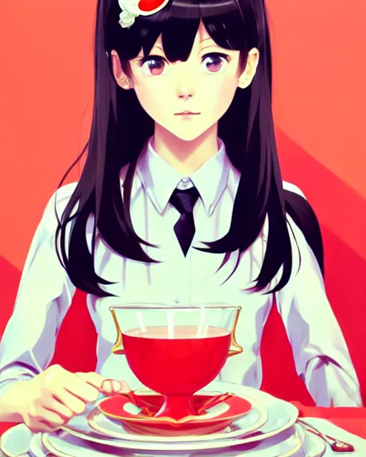 Prompt: cute girl wearing tank suit in a tea party. | very very anime!!!, fine - face, audrey plaza, realistic shaded perfect face, fine details. anime. realistic shaded lighting poster by ilya kuvshinov katsuhiro otomo ghost, magali villeneuve, artgerm, jeremy lipkin and michael garmash and rob rey