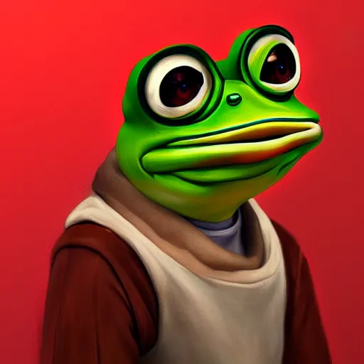 Prompt: portrait of the real life Pepe the Frog, expressive pose, futuristic, highly detailed, digital painting, artstation, concept art, smooth, sharp focus, dramatic light, studio light, by Artemisia Gentileschi