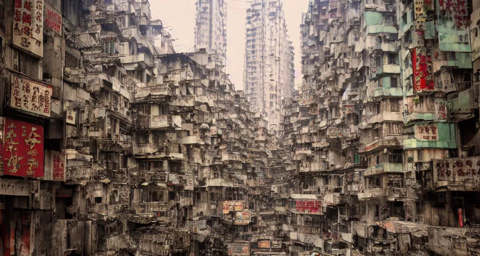 Prompt: kowloon city ghost, color photograph by greg girard.