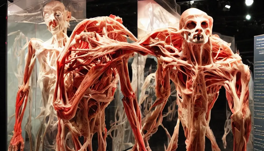 Image similar to big budget horror movie the body worlds exhibition