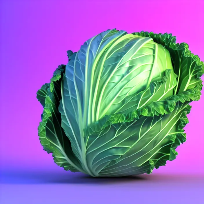 Prompt: high quality 3 d render very cute cabbage! highly detailed, unreal engine cinematic smooth, moody purple light, low angle, uhd 8 k, sharp focus