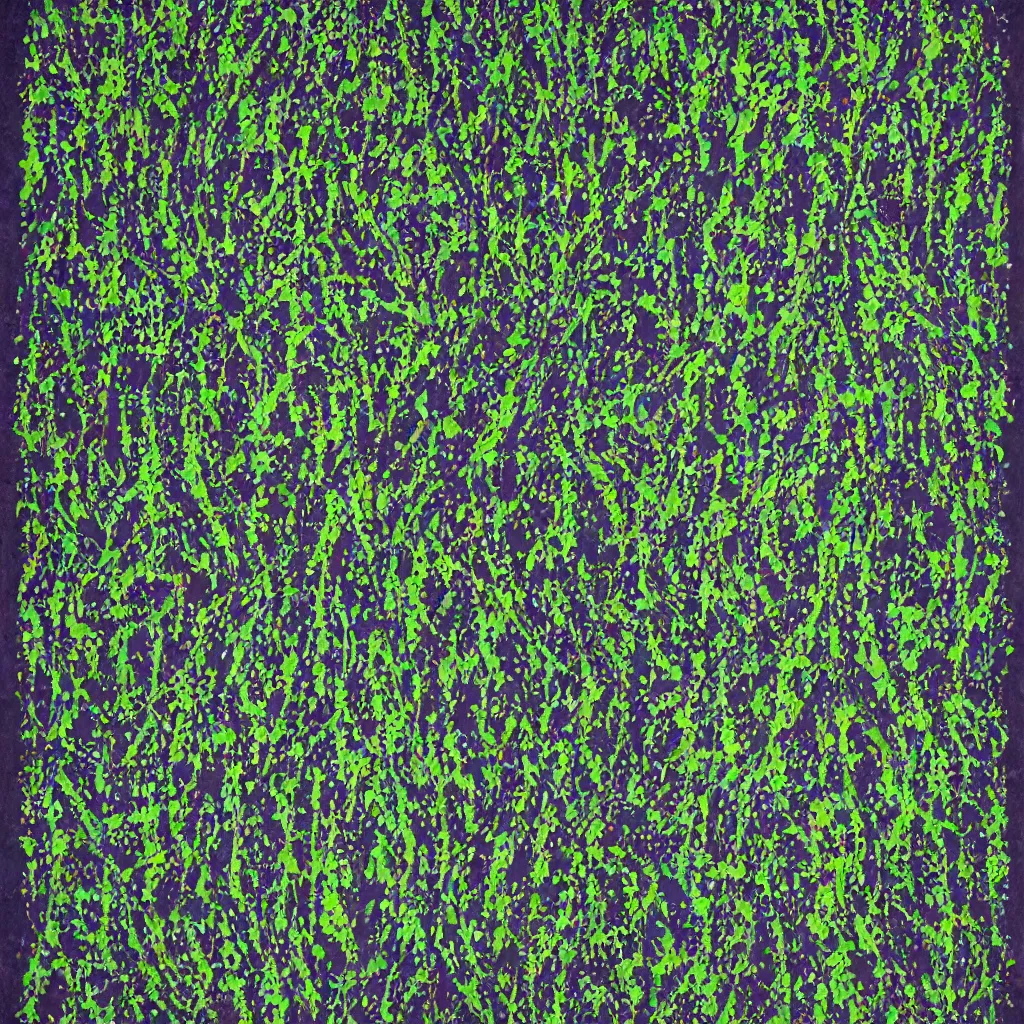 Prompt: camo made of out cannabis, smiling, abstract, maya bloch artwork, do hoang tuong artwork, cryptic, dots, stipple, lines, splotch, concrete, color tearing, uranium, neon, pitch bending, cannabis plant, faceless people, dark, ominous, eerie, minimal, points, technical, painting