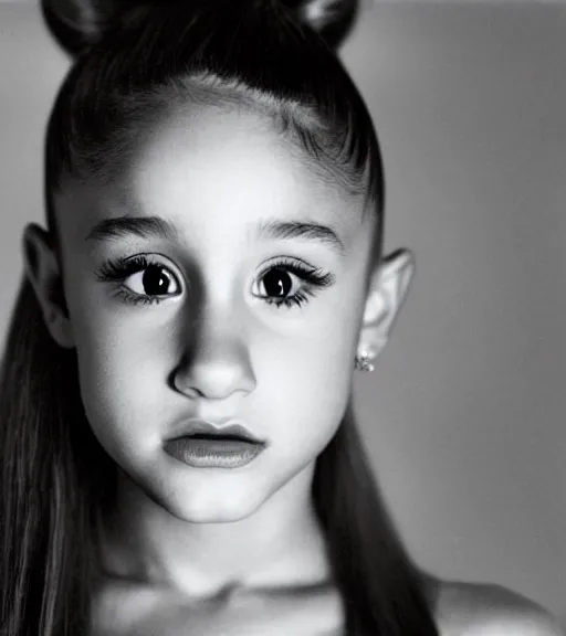 Image similar to award winning photo of Ariana Grande, symmetrical face by Sally Mann