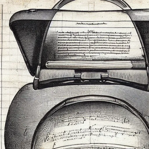 Image similar to Vintage, detailed, sketch of Oculus Rift, with full descriptions, on parchment. Taken from Leonardo da Vinci's Codex Atlanticus