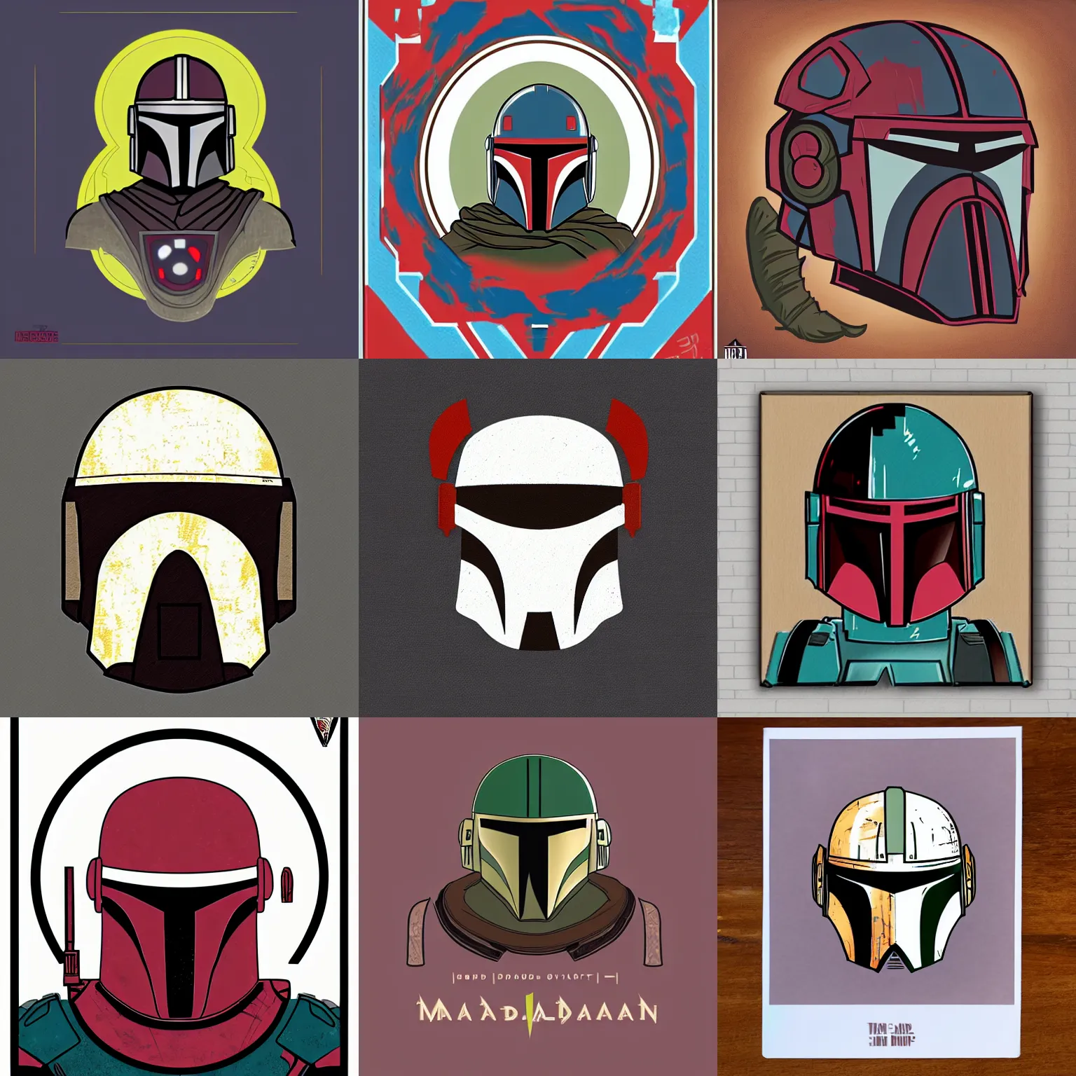 Prompt: Mandalorian portrait in the style of bored ape yacht club