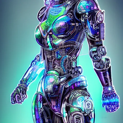 Prompt: cyborg armour made of intricate complex circuitry and microchips, iridescent, colorful, intricate linework, realistic artwork, rutkowski, wlop, chebokha, artgerm
