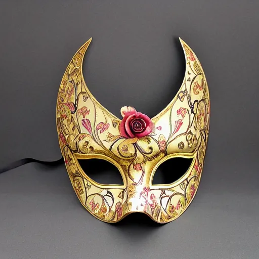 Image similar to venetian masquerade mask, symmetry, reflecting flower