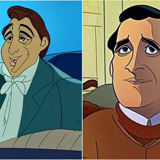 Prompt: steve carell in anastasia, don bluth animation, film still