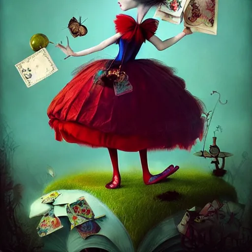 Image similar to alice in wonderland, by ray caesar, trending on artstation hq, deviantart, pinterest, 4 k uhd image