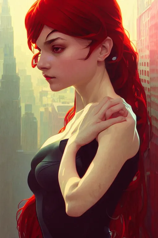 Prompt: a portrait of spider - girl, fantasy, sharp focus, intricate, elegant, digital painting, artstation, matte, highly detailed, concept art, illustration, ambient lighting, art by ilya kuvshinov, artgerm, alphonse mucha, and greg rutkowski