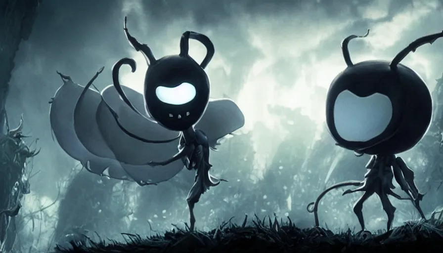 Image similar to Hollow Knight live action movie adaptation, directed by Guillermo Del Toro, IMAX cinematography by Roger Deakins, dark fantasy, principal photography