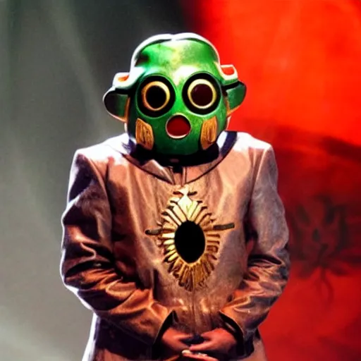 Image similar to legend of zelda majora's mask worn by mf doom onstage bet award show