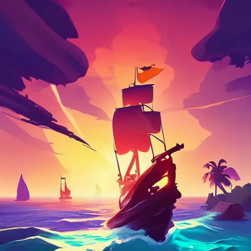 Image similar to painting treasure on sea of thieves game smooth median photoshop filter cutout vector, behance hd by jesper ejsing, by rhads, makoto shinkai and lois van baarle, ilya kuvshinov, rossdraws global illumination