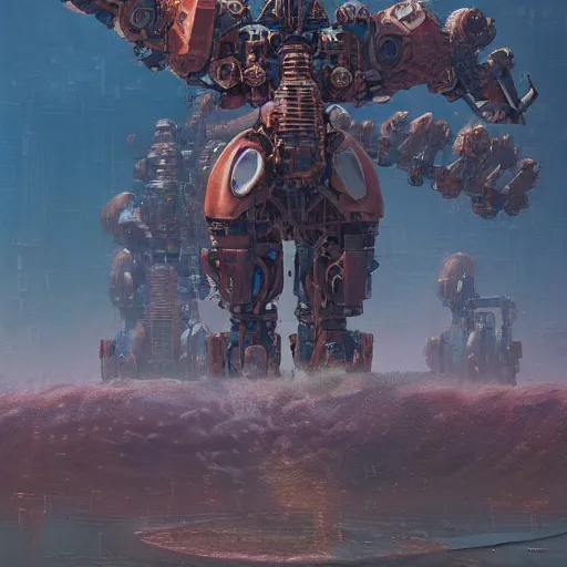 Image similar to waterlily shaped biomechanical combat mecha, sci - fi movie, cinematic compositions, highly detailed, canon eos r 3, 8 k, illustration, bandai box art, retrofuturism, by beksinski, rutkowski and stalenhag