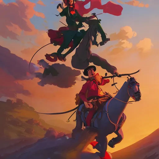 Image similar to hero world blazing saddles, behance hd by jesper ejsing, by rhads, makoto shinkai and lois van baarle, ilya kuvshinov, rossdraws global illumination