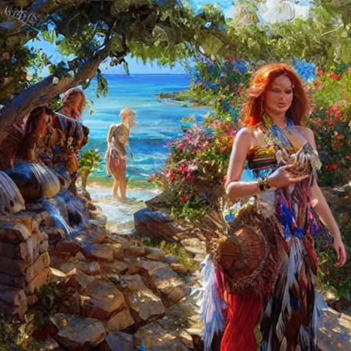 Image similar to the cirrus cloud tribe has brought gifts to our village, fantasy splash art by Michael Garmash, Donato Giancola