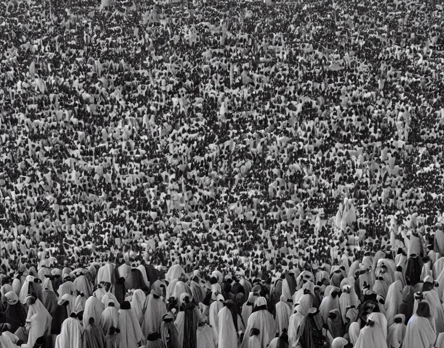 Image similar to thanos among pilgrim in mecca hajj season, photo real, Eastman EXR 50D 5245/7245