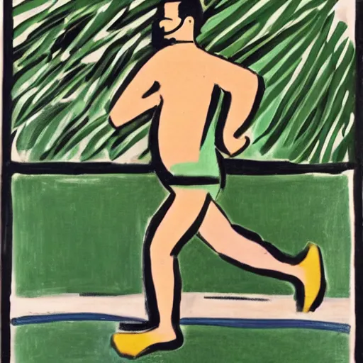 Image similar to guy running from time matisse style