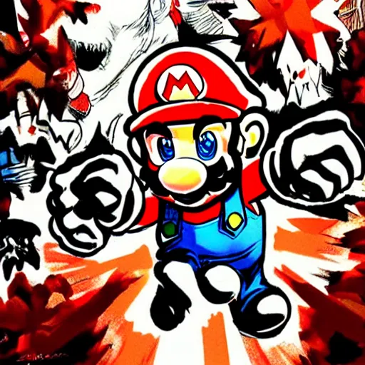 Image similar to illustraion of mario by yoji shinkawa