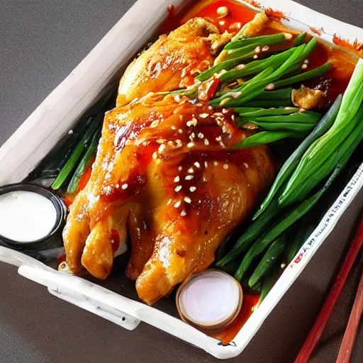 Image similar to photo of a very large giant dong tao chicken