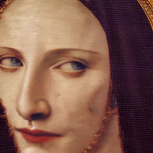 Image similar to painting of cate blanchett as jesus by leonardo davinci