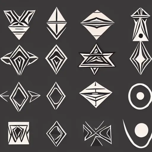 Prompt: aboriginal clean shapes by bauhaus, tribal, sprite sheet