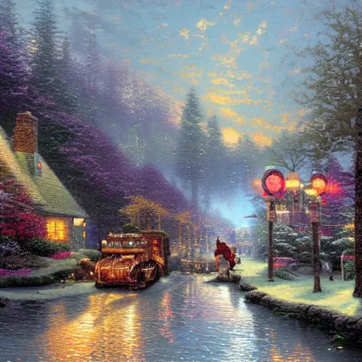 Prompt: Thomas Kinkade painting of the Internet