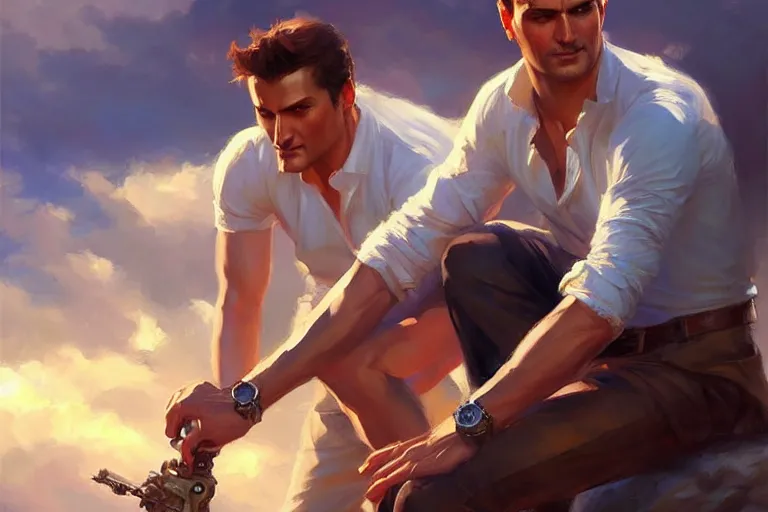 Prompt: uncharted, painting by vladimir volegov, j. c. leyendecker, tom of finland, trending on artstation