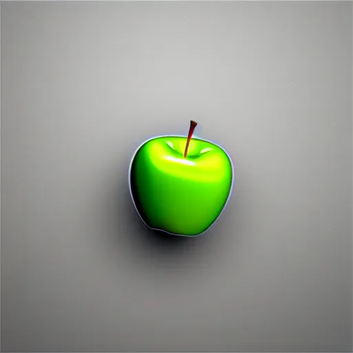 Image similar to studio shot of green apple shaped like cube, isometric perspective, green background